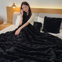 托斯卡纳毛毯仿濑兔毛毯泡泡绒毛毯双面加厚办公室午睡毯沙发盖毯
