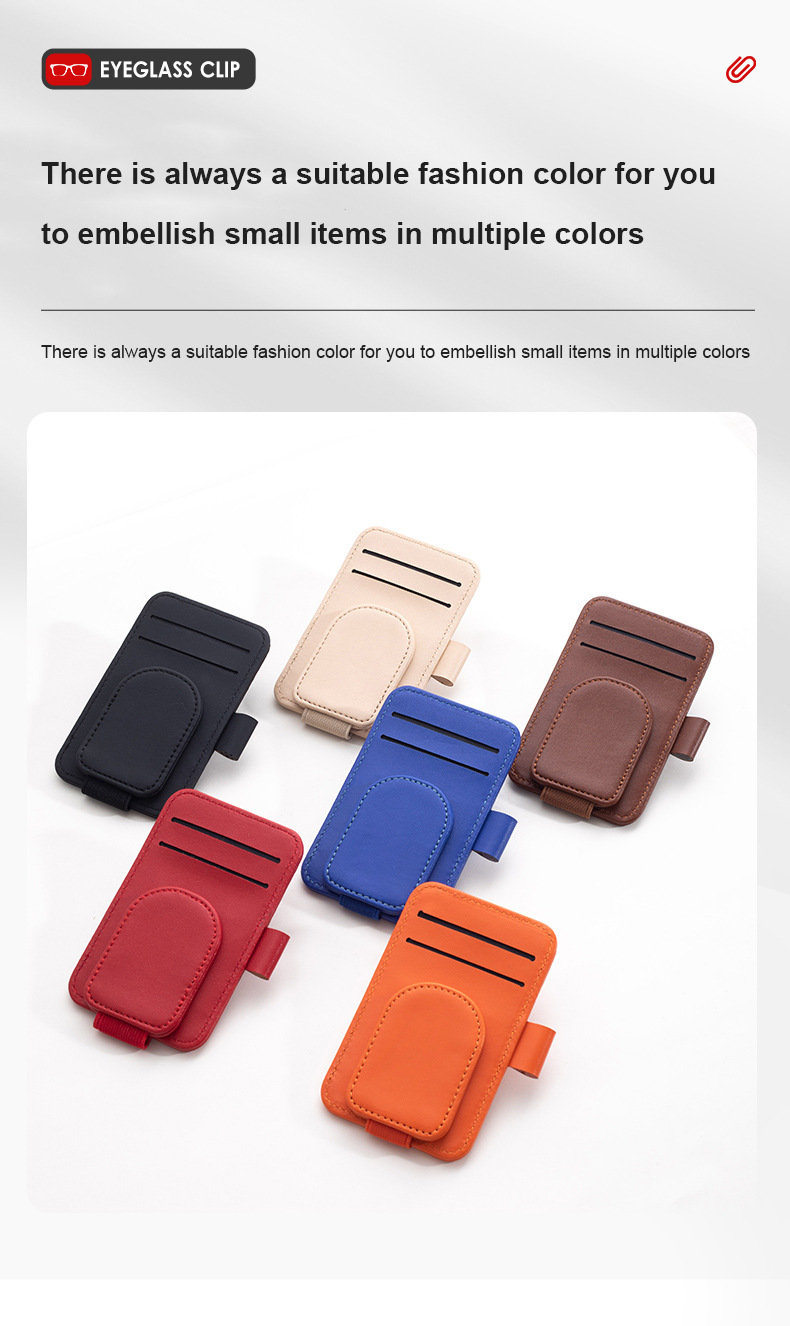 Car-Mounted Multifunctional Glasses and Ticket Holder, Practical High-End Round Eyeglass Clip, Multifunctional Accessory, Stylish