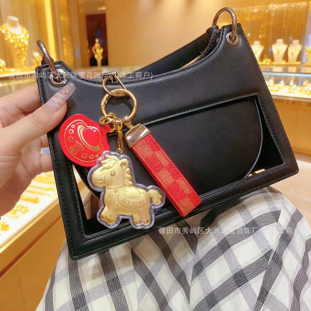 Año del Caballo de oro llavero de automóvil pequeño colgante 999 dinero de inmediato bolso llavero personalizado pequeño regalo