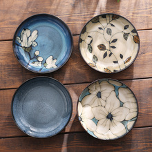 外貿出口美國陶瓷窯變釉餐具 創意手繪家用8英寸圓形深盤菜湯盤子