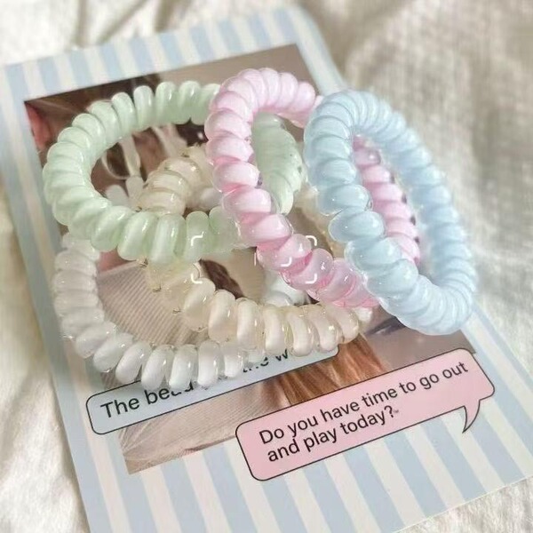 Girls' summer telephone coil ~ Jelly -colored macaron hair circle…