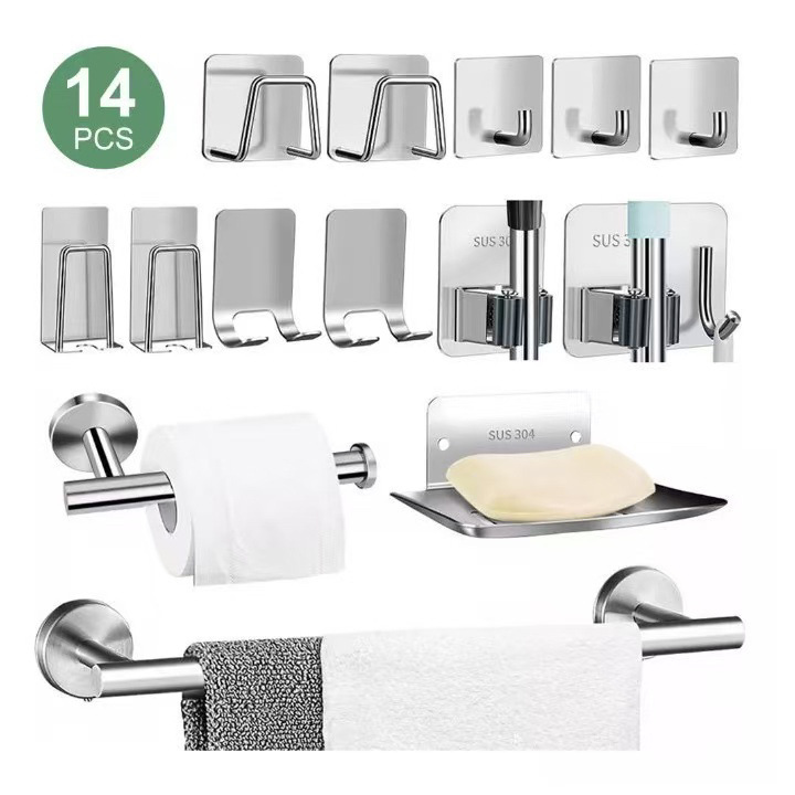 Cross-border 304 acero inoxidable baño conjunto para Amazon hardware gancho toallas anillo conjunto de oro