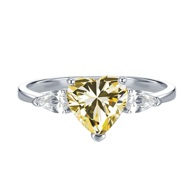 2024 nuevo corazón de plata S925 8 * 82 quilates color Moissanite Seiko completo diamantes anillo micro-incrustado Europa y América transfronterizos