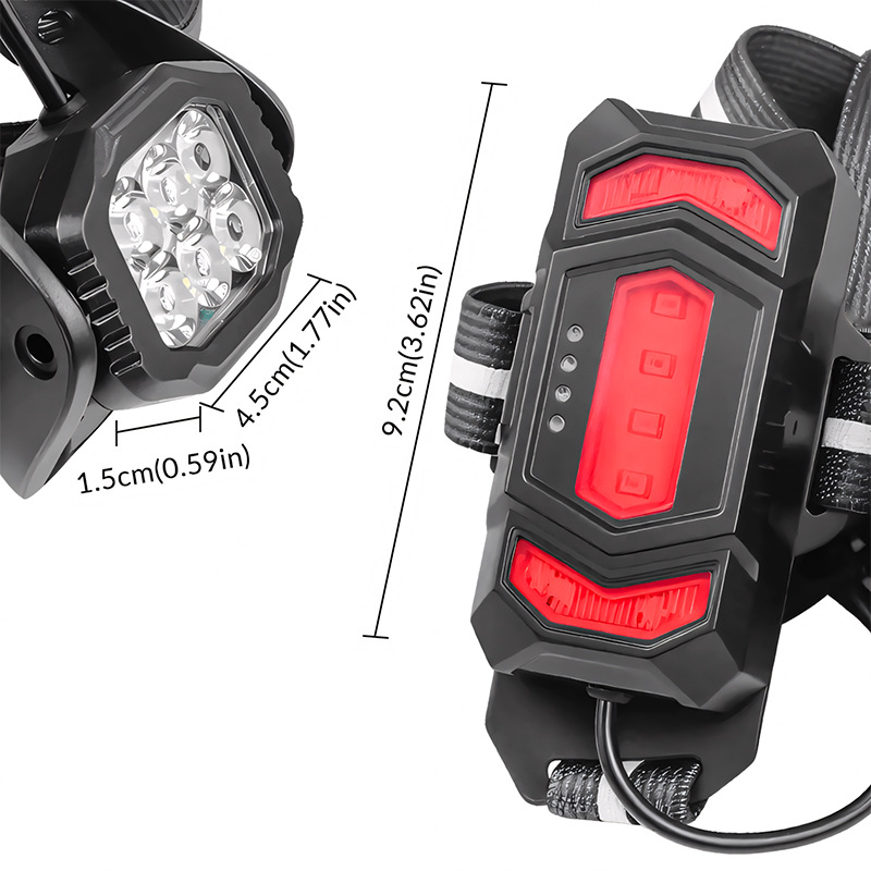 Cross-Border New Chest Night Wearable Cycling LED Multi-Light Red Warning USB Rechargeable Running Light_desvips.com