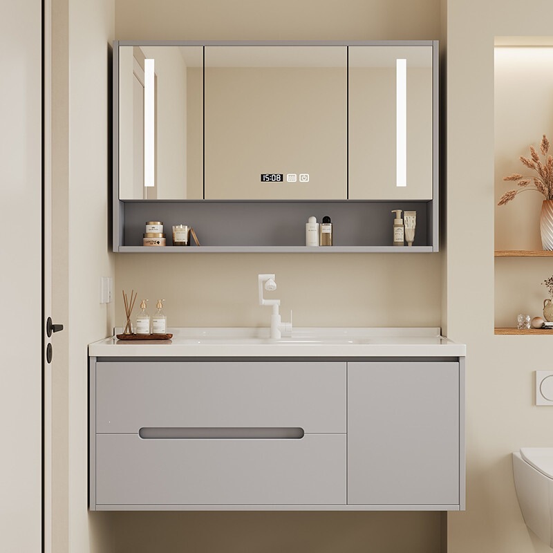 New bathroom cabinet with integrated washbasin, sink combination for restroom, ceramic integrated basin New bathroom cabinet with integrated washbasin, sink combination for restroom, ceramic integrated basin