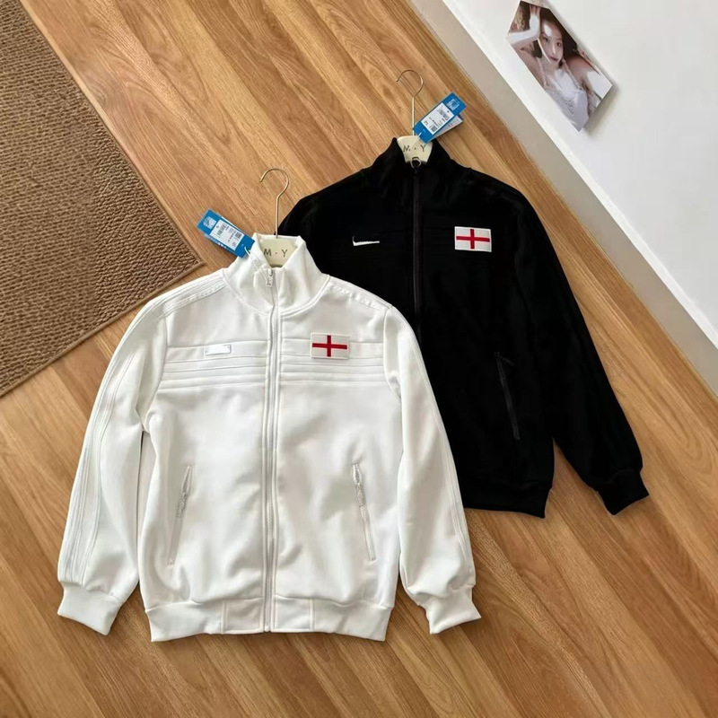 Cross-border England vintage spring and autumn clover embroidered lapel zipper cardigan sweatshirt jacket top Cross-border England vintage spring and autumn clover embroidered lapel zipper cardigan sweatshirt jacket top