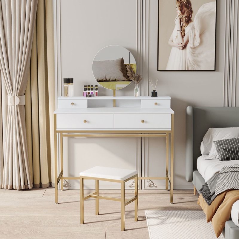 Luz de lujo tocador dormitorio moderno simple mesa de maquillaje pequeño ins estilo nuevo pequeño apartamento pequeño tocador con espejo