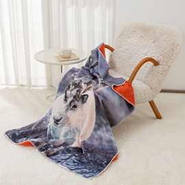 氨纶超柔3D数码印花折边毯午休露营多功能定制秋冬毛毯礼品现货