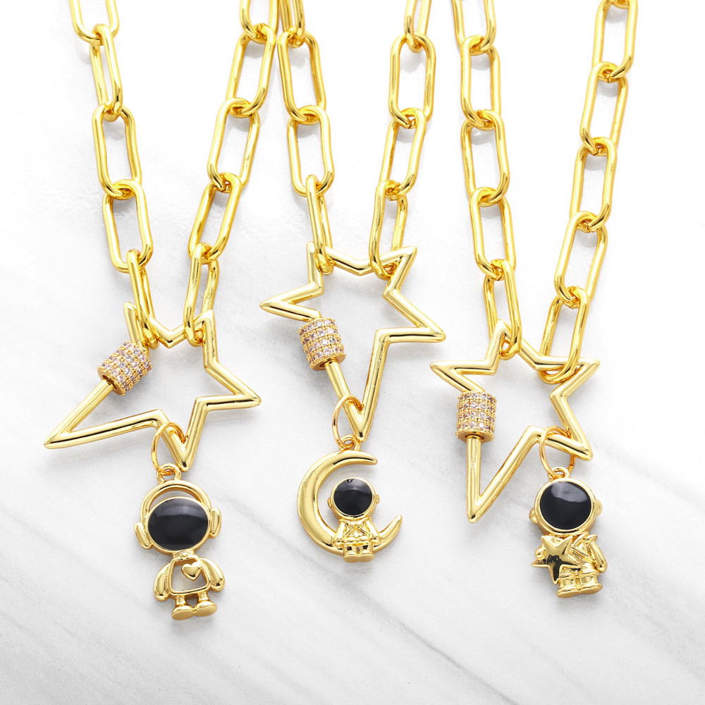 Cross-border Astronaut Necklace Creative Personality Thick Chain Astronaut Necklace