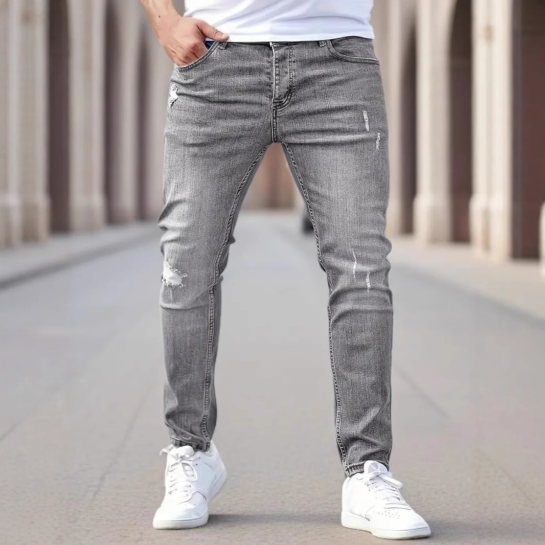 Productos transfronterizos cuidadosamente seleccionados, jeans elásticos estadounidenses para hombres, jeans ajustados de Amazon para hombres
