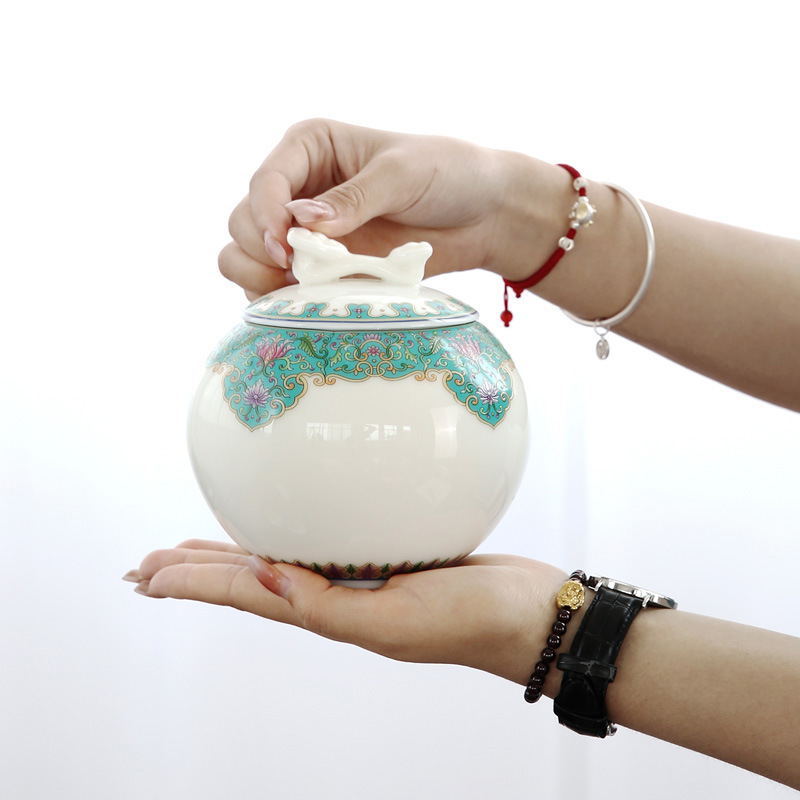 玩物尚置羊脂玉瓷茶叶罐陶瓷密封罐家用大号防潮半斤装储茶仓空罐