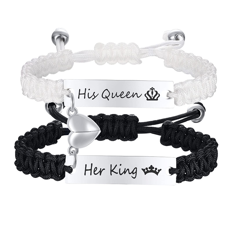 Casual Letter Stainless Steel Rope Couple Bracelets display picture 2
