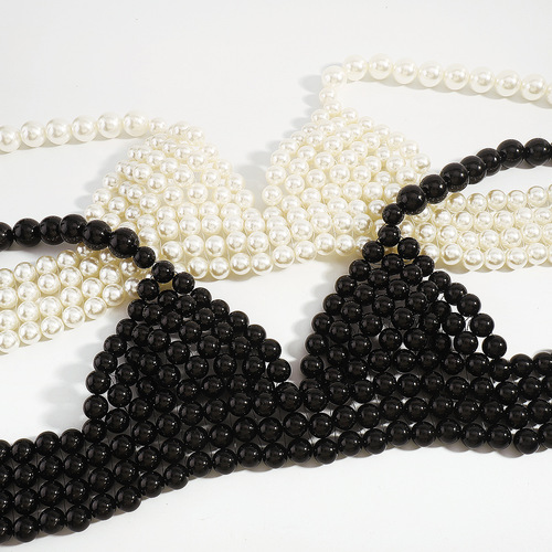 C0435 European and American exaggerated sexy bikini pearl suspender beach vacation personalized beaded fashion modern chest ornaments