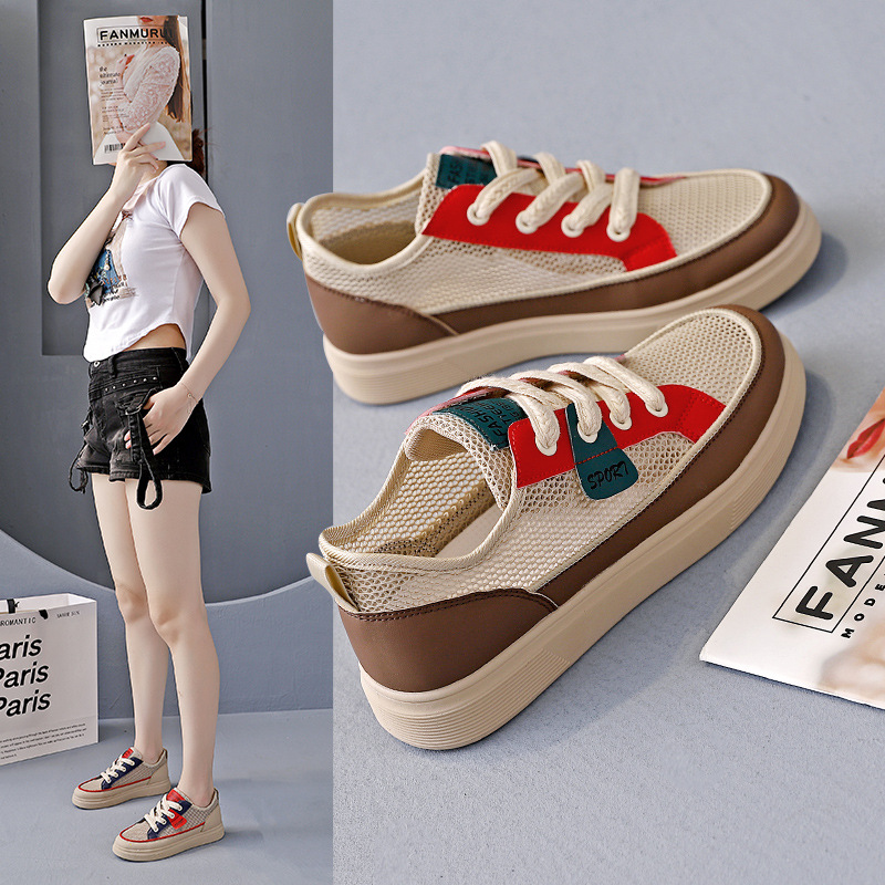 26 New Summer Style Ins Trendy Korean Style White Shoes for Female Students, Mesh Breathable Sports Casual Shoes Mx-101