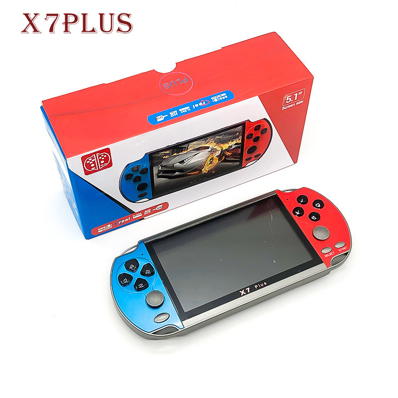 X7Plus Handheld 5.1inch Large Screen Psp Game Console Retro Portable Arcade Fc Red and White Machine Cross-Border Factory Direct Sale