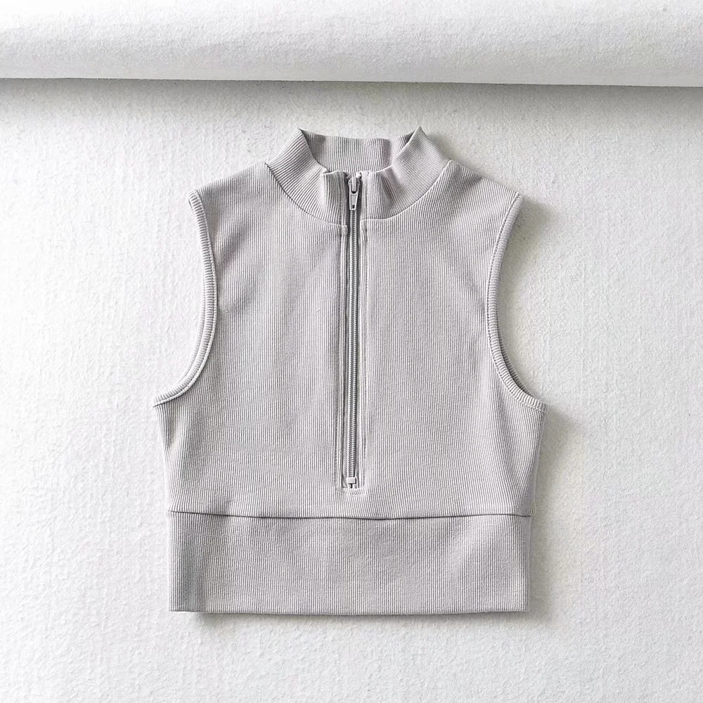high neck tight-fitting zipper vest NSAC24886