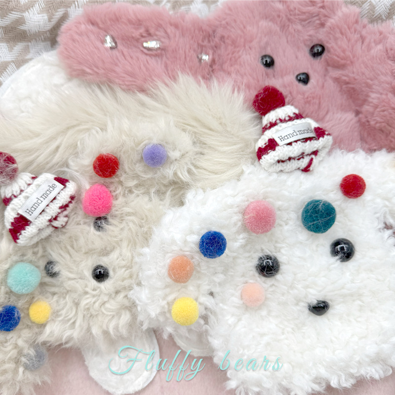 毛毛布小狗布贴成品韩系新款可爱毛绒小狗系带耳罩耳包独特