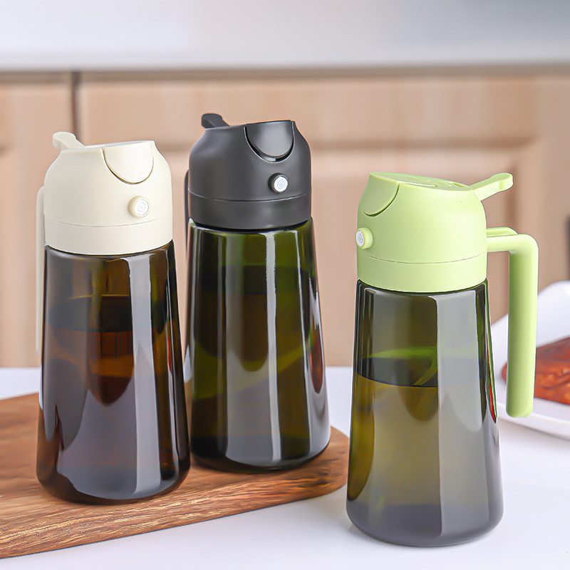 Nuevo pulverizador de aceite de vidrio a prueba de luz, pulverizador de aceite de cocina de doble propósito, botella de aceite de vidrio doméstica dos en uno de 470 ml