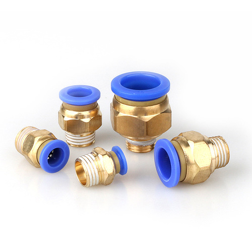PC4-01 Quick Connect Copper External Thread Straight Air Hose Connector Blue Cap Pneumatic Component