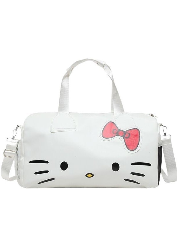 ハローキティ漫画かわいい大きなバッグショルダーリボンハローキティポータブルフィットネスバッグクロスボディトラベルバッグ|undefined
