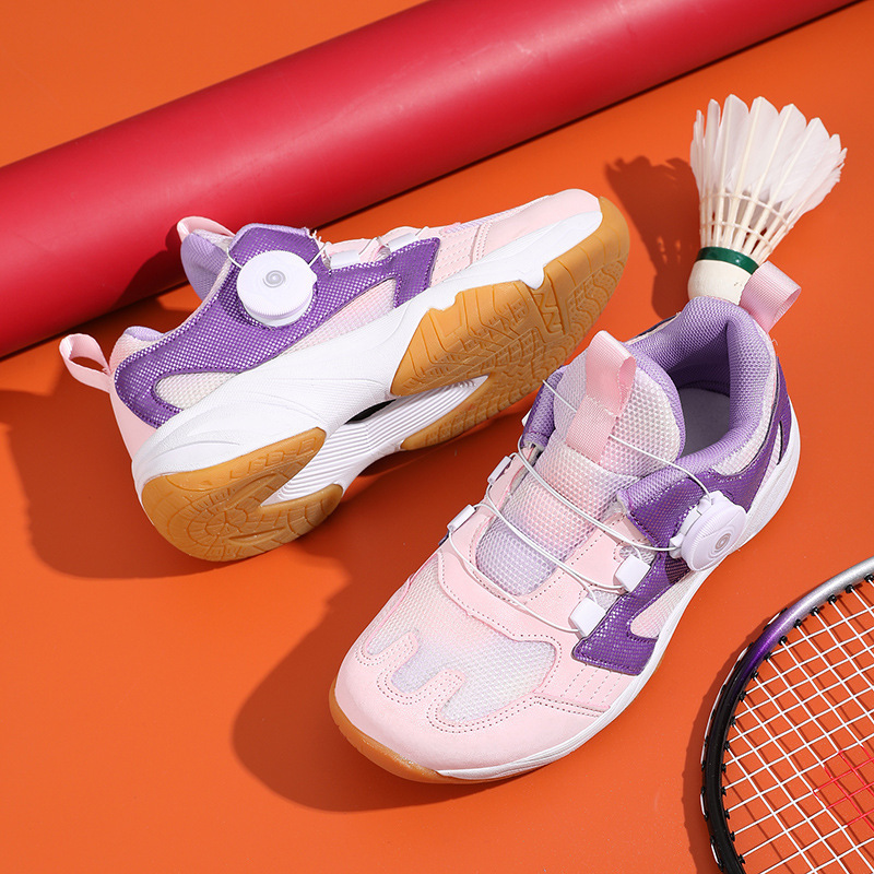 Real Carbon Plate Professional Badminton Shoes with Magic Buckle, Children's Non-Slip Mesh Shoes, Breathable Sports Shoes for Boys and Girls