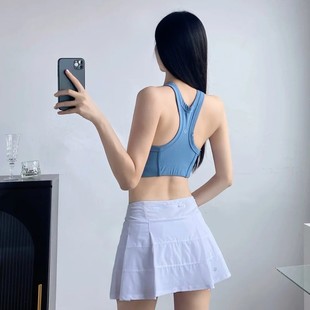 Lulu Same Style Original Label Three-Pleat Skirt with Inner Leggings, Anti-Exposure Golf Tennis Quick-Dry Yoga Short Skirt
