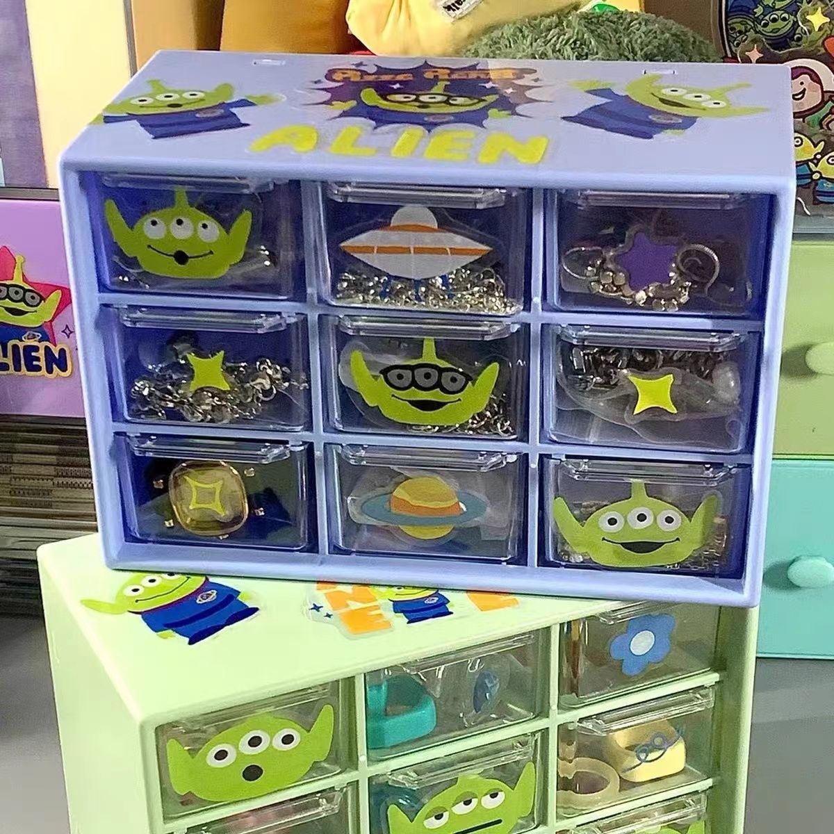 Jiugongge caja de almacenamiento de escritorio tipo cajón dormitorio transparente dormitorio cosméticos sala de estar de alto aspecto Almacenamiento y acabado