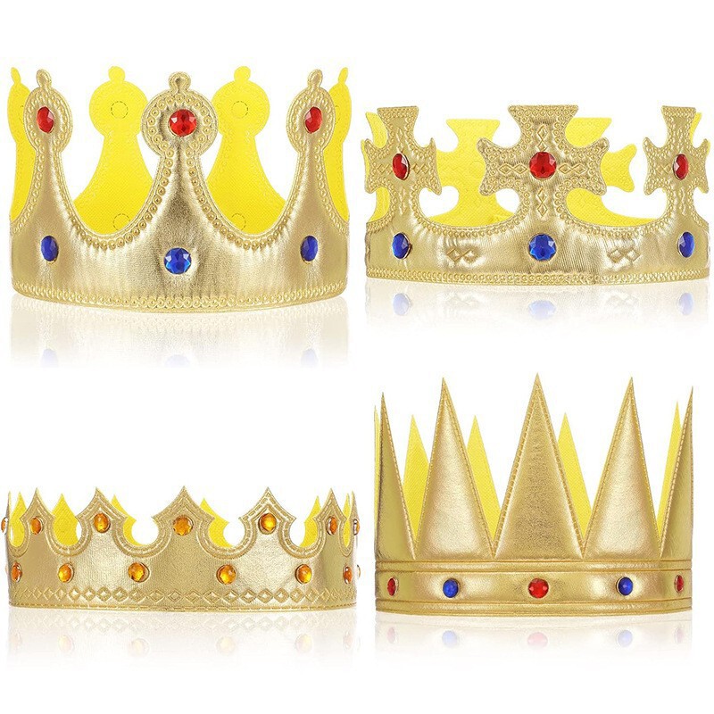 Children's Golden King Crown Bronzing Cloth Prince Headwear Happy Birthday Decoration Props Birthday Hat Crown Children's Golden King Crown Bronzing Cloth Prince Headwear Happy Birthday Decoration Props Birthday Hat Crown