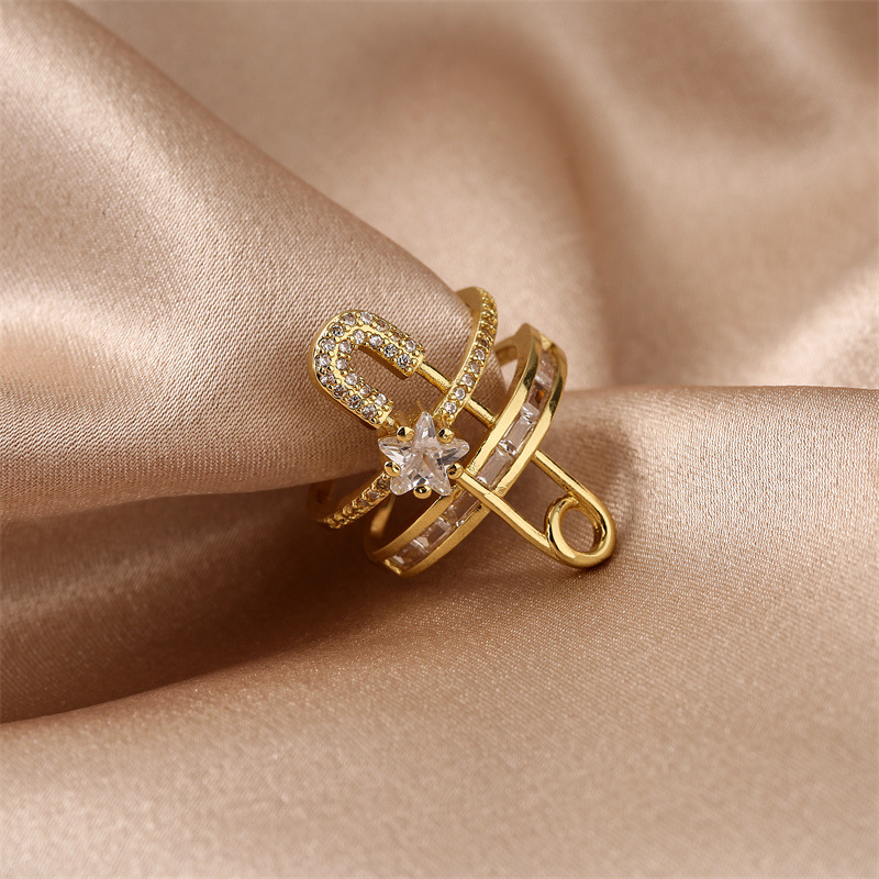 Fashion Geometric Copper Irregular Zircon Open Ring 1 Piece