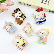 新款可爱Kitty醋酸抓卡通立体拼接凯蒂猫发夹甜美少女心发饰头饰