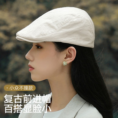 新款牛仔前进帽女秋冬户外时尚百搭贝蕾帽复古鸭舌帽显脸小批发