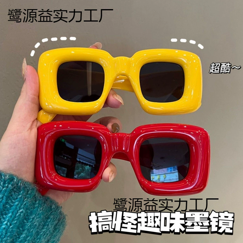 Забавные и интересные надувные милые квадратные солнцезащитные очки для женщин-знаменитостей в Интернете, модные очки в уличном стиле для мужчин, персонализированные солнцезащитные очки