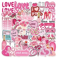 Набор наклеек «Love», 50 шт., декоративные розовые сердечки для чемоданов, ноутбуков, блокнотов