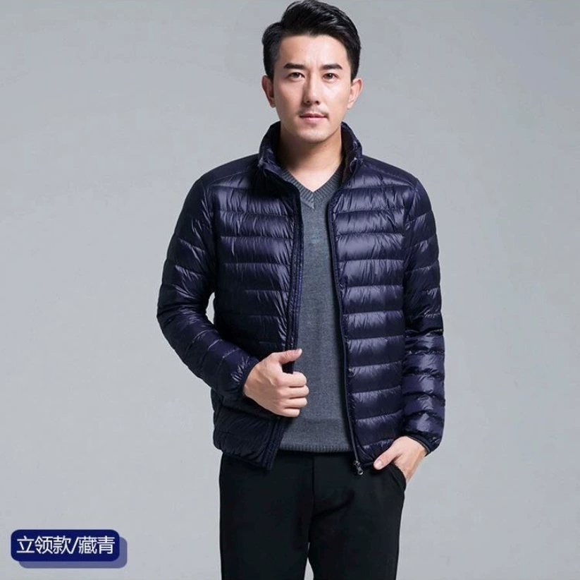 Оптовая зимняя мужская куртка с хлопковой подкладкой, прямые поставки с фабрики, теплая легкая тонкая пуховая куртка с хлопковой подкладкой, однотонное Мужское пальто с воротником-стойкой и хлопковой подкладкой