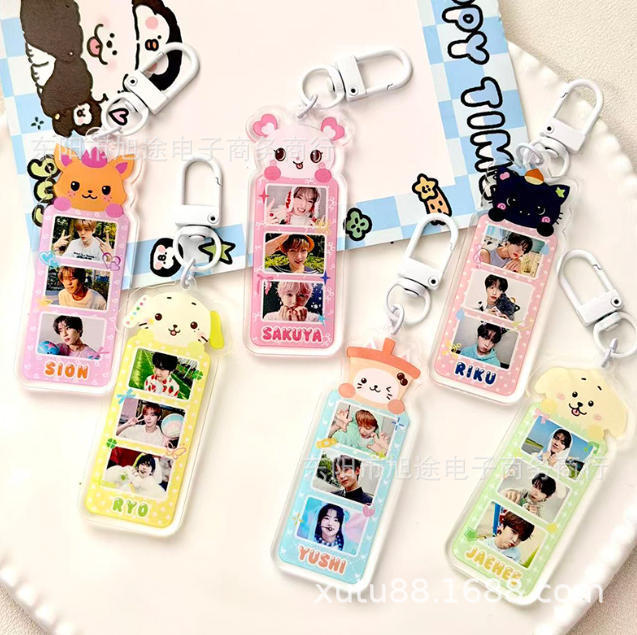 NCTWISH Creative Cartoon Life Three-Frame Photo Acrylic Pendant Fan Support Gift Peripheral Keychain