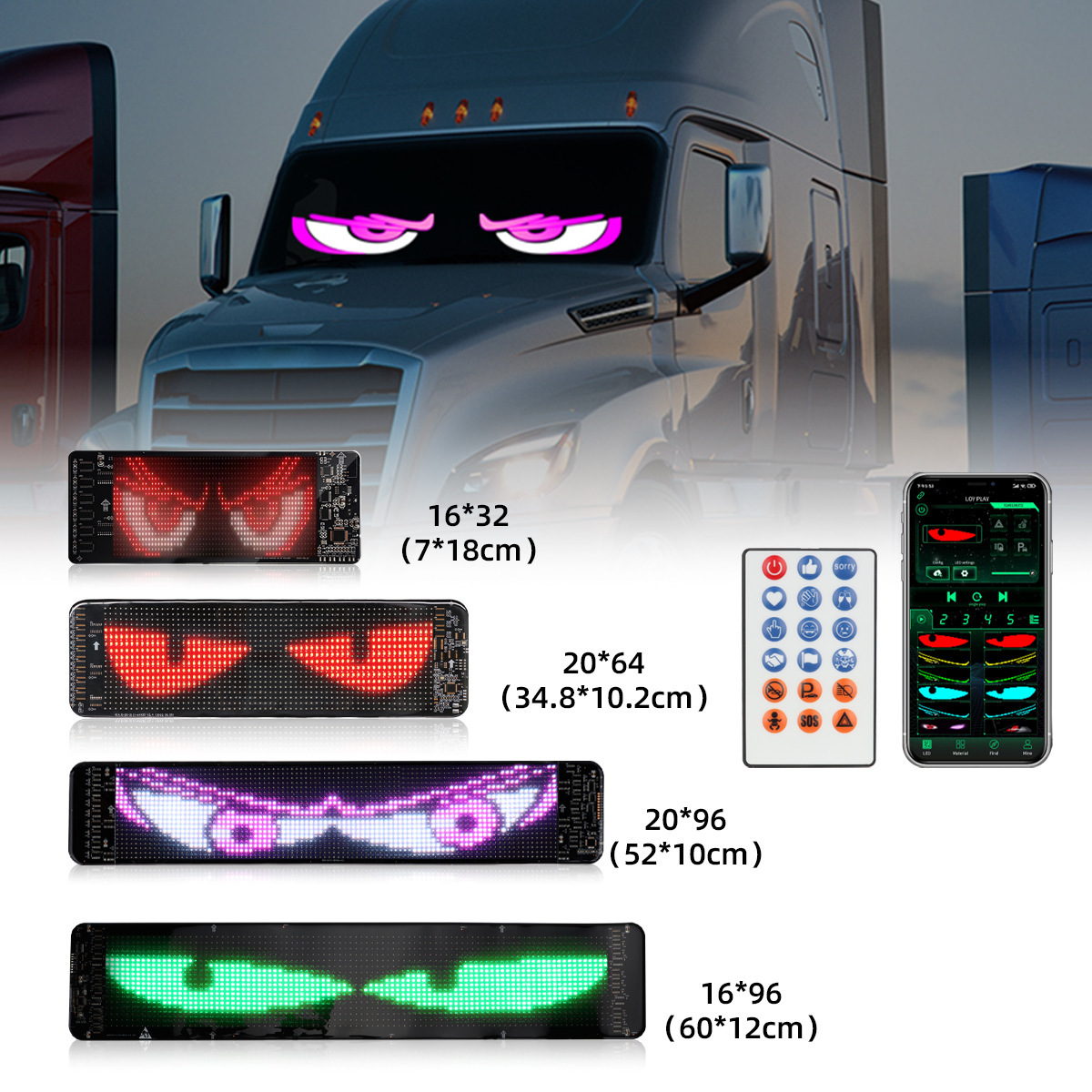 Led car soft screen light usb car flexible advertising screen APP bluetooth window devil's eye full color display