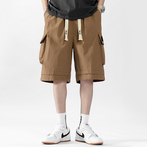 American Loose Plus Size Workwear Casual Shorts Men Summer Sports Five-Pocket Wide Leg Multi-Pocket Straight Leg Shorts