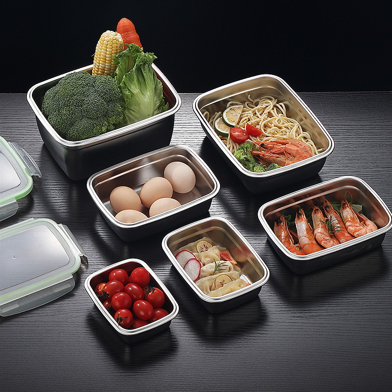 クロスボーダーステンレス鋼食品グレード304正方形ボックスピクニックボックスランチボックス冷蔵庫冷蔵食品収納ボックス軽量|undefined