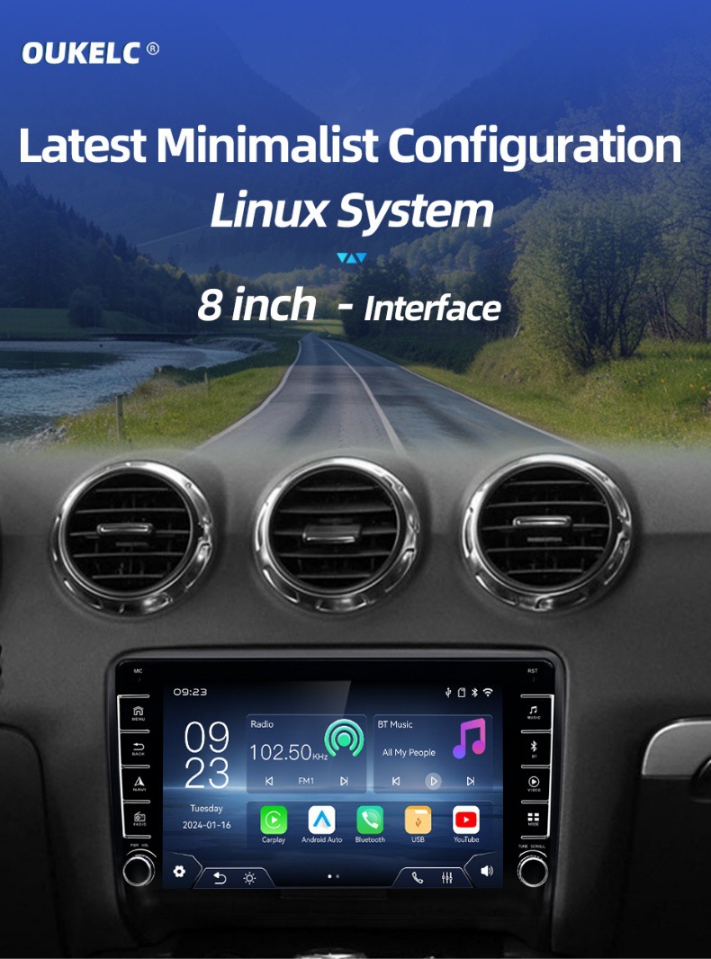 8inch Car-Mounted Central Control Large Screen Suitable for Audi Tt Mk2 8J Navigation Carplay Audio and Video Player