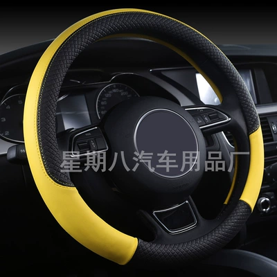 Steering wheel cover – Cross-border E-commerce Goods - xf685-black-yellow-38cm