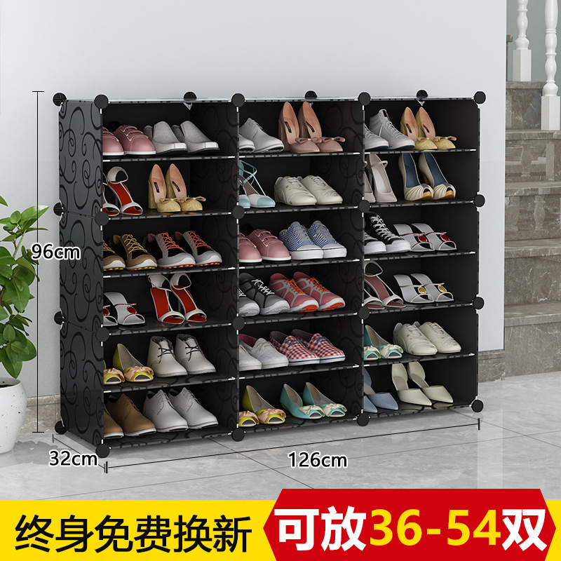 Estante de zapatos multicapa de gran capacidad gabinete de zapatos ensamblado en el hogar almacena estante a prueba de polvo en la puerta del dormitorio grande puede almacenar nórdico