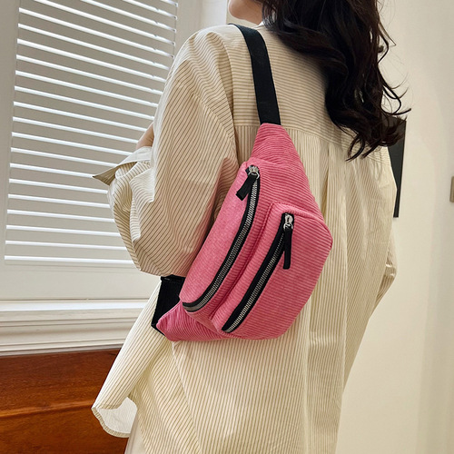 Trendy crossbody bag, casual Japanese style small backpack, chest bag crossbody women's shoulder bag, solid color fashion trendy student sports waist bag