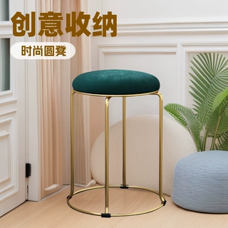 轻奢餐凳家用圆凳子 创意收纳圆凳餐桌凳时尚化妆凳钢筋凳批发