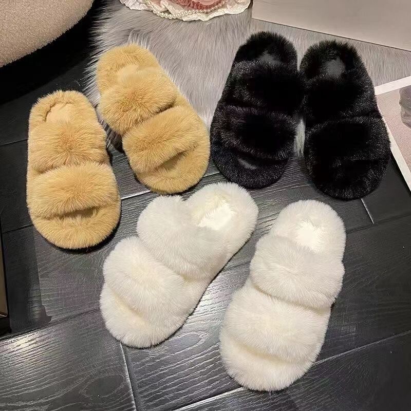 Goddess New Ins Maomao Slippers Trendy Women's Cotton Slippers Flat Non-Slip Home Warming