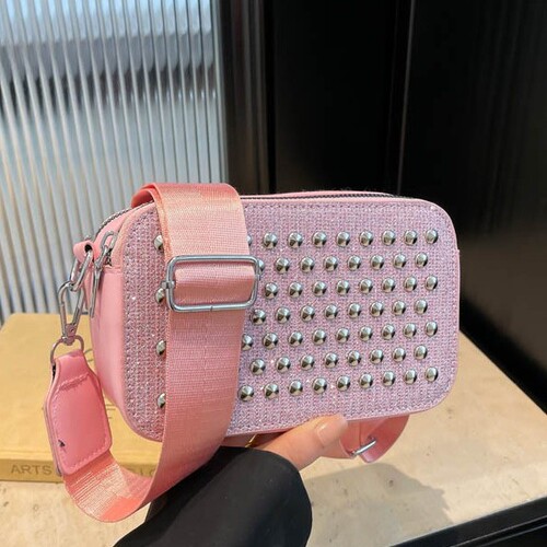 Commuting Fashion Bag 2025 Trendy Rivet Personality Women's Shoulder Strap Crossbody Bag Small Square Bag
