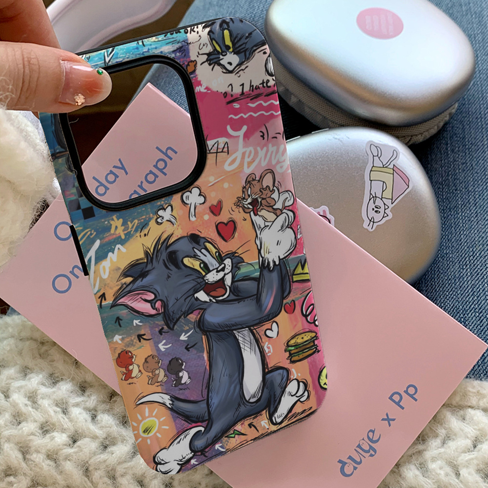 猫和老鼠菲林壳二合一适用苹果15pro手机壳14pro/13/12XR软壳硬壳