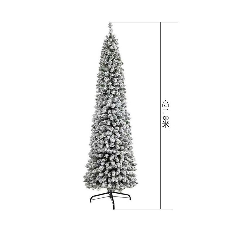 Nuevo árbol de Navidad de PVC puro transfronterizo flocado nieve verde cifrado DIY decoración mini árbol de lápiz fábrica mayorista
