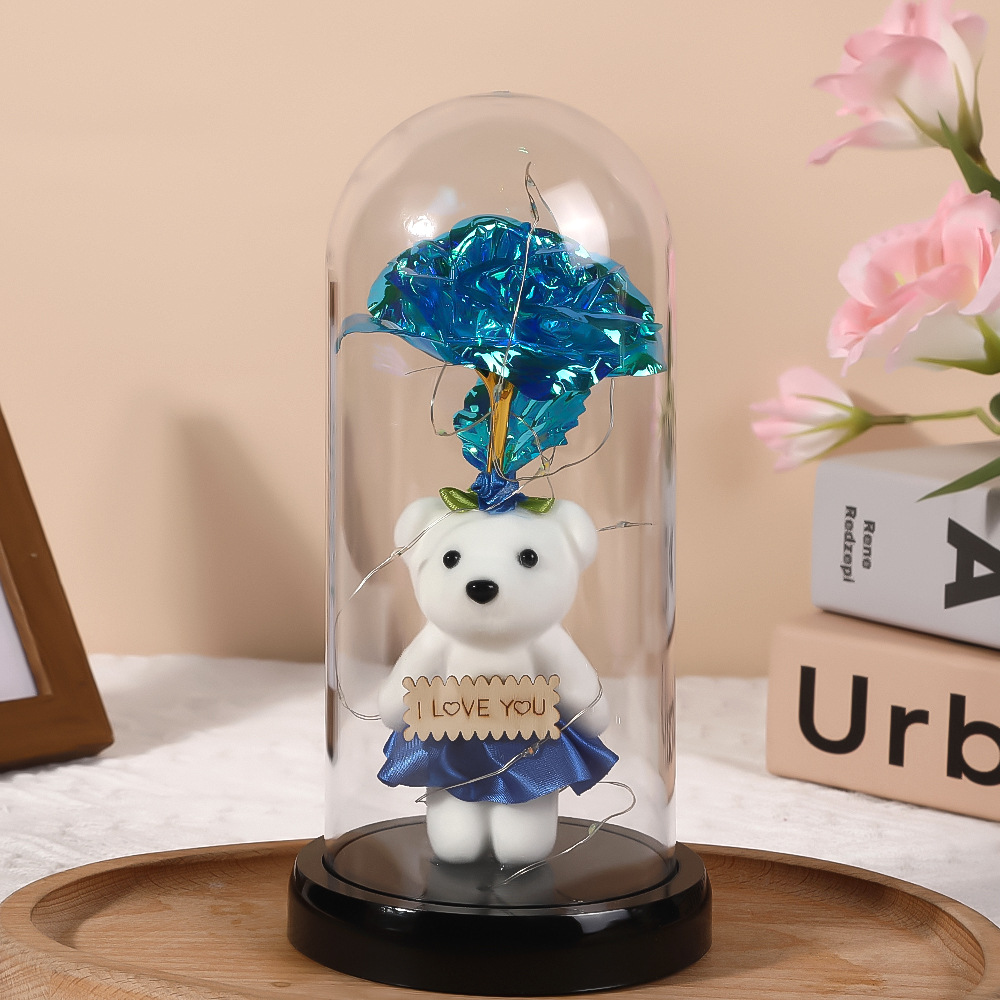 Directo de fábrica transfronterizo popular colorido Eterno lámina de Oro oso Rosa cubierta de cristal luz de la noche regalo creativo image 12