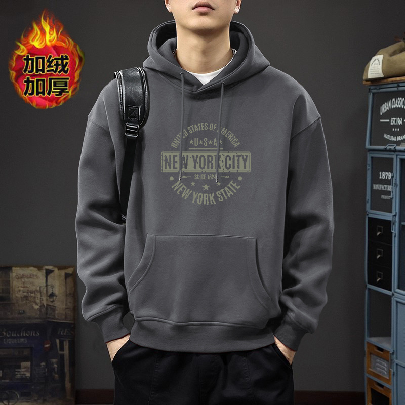 Suéter hombre encapuchado invierno nuevo estilo de moda suelto hombre de estilo amplio chaqueta de lana gruesa ropa de estilo de puerto