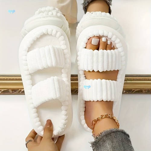 Stylish Double Strap Platform Slippers Soft Open Toe